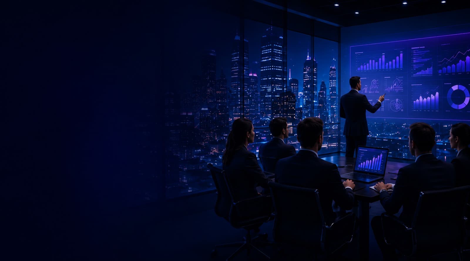 Business leaders presenting in a boardroom