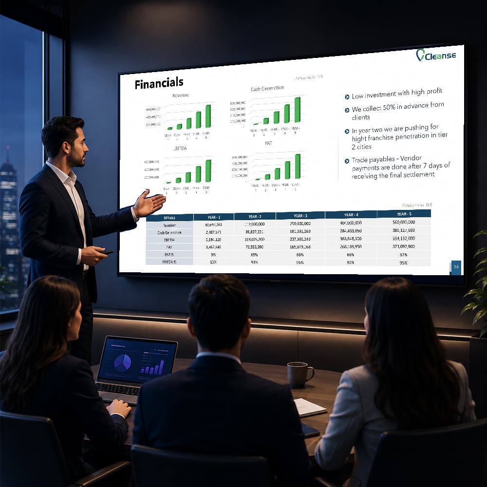 Sales presentation slide on a laptop