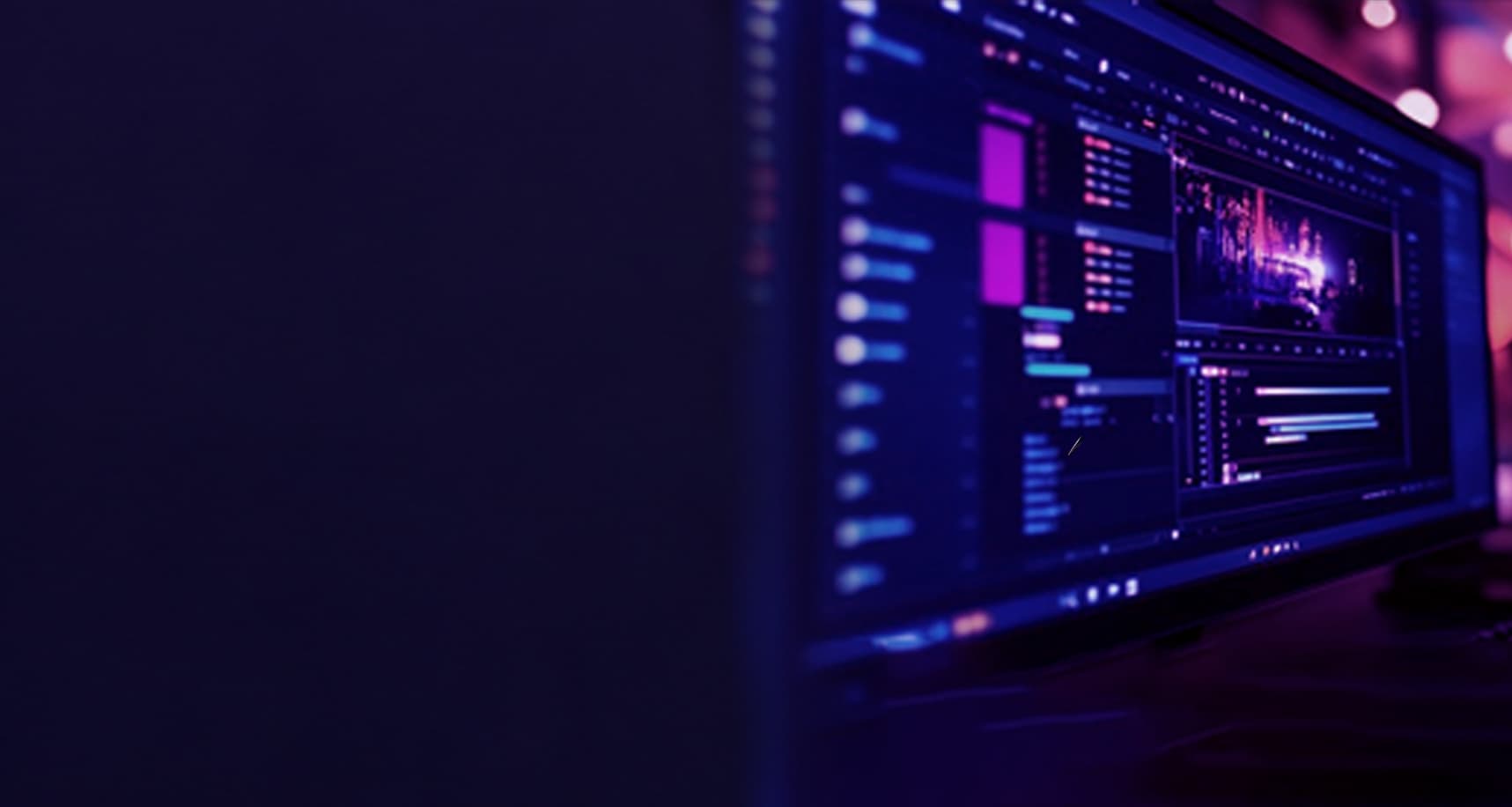 Video editor working on a color grade in a professional editing suite
